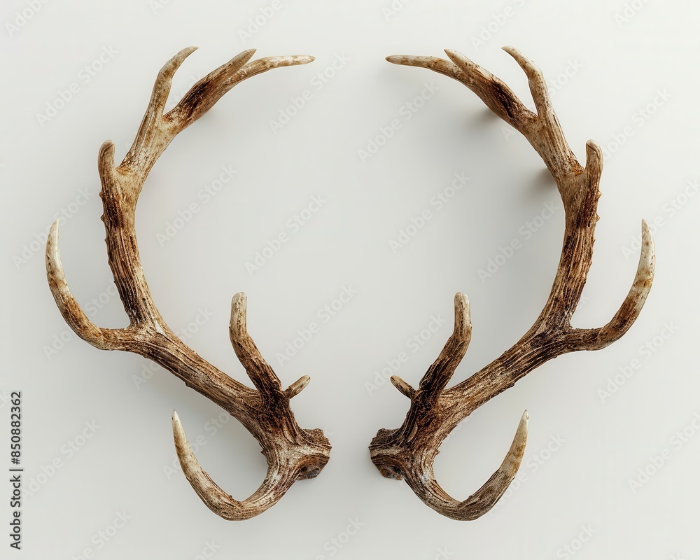 Obraz premium 3D reindeer antlers on isolated white background, perfect for Christmas ads