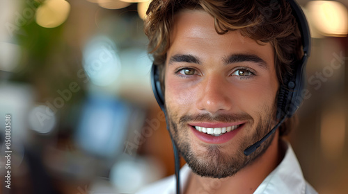 A friendly and professional customer service representative assisting a client over the phone - Generative Ai
