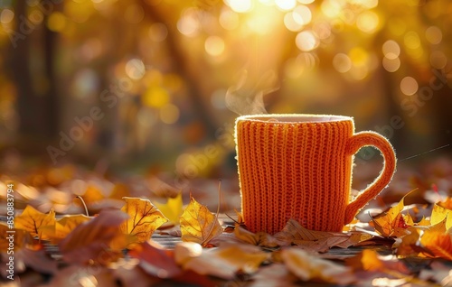 A Warm Mug of Coffee on a Sunny Autumn Day