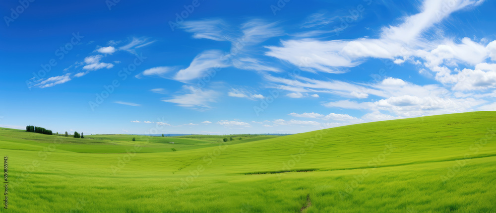 Idyllic Green Meadow Under Blue Sky Idyllic Green Meadow Under Blue Sky