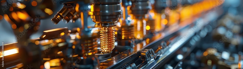 Close-up of a complex machine with glowing lights, showcasing intricate mechanisms and industrial design. Close-up of a complex machine with glowing lights, showcasing intricate mechanisms and industrial design.