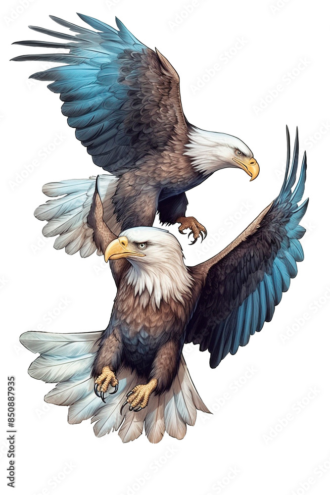 Fototapeta premium Eagle Image, for Stickers, T-Shirt Print, Cap, Mug, Slippers, Mousepad, with Transparent Background PNG