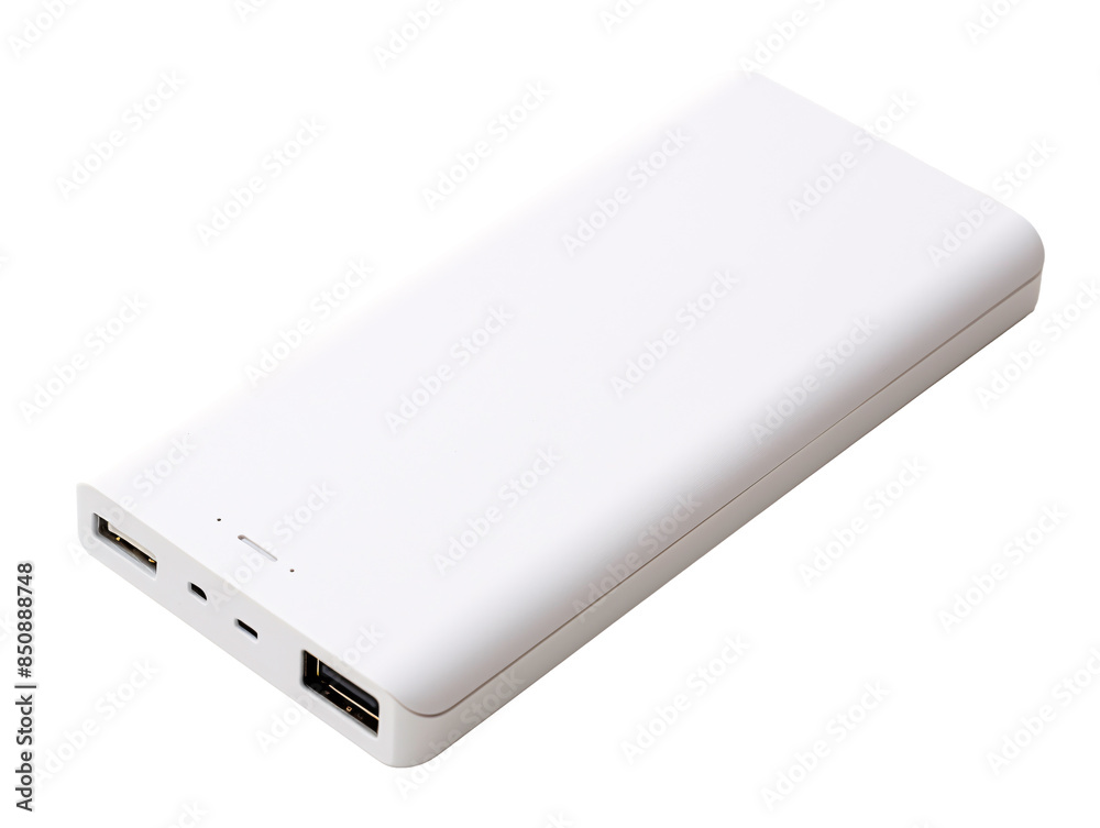 a white rectangular device with ports