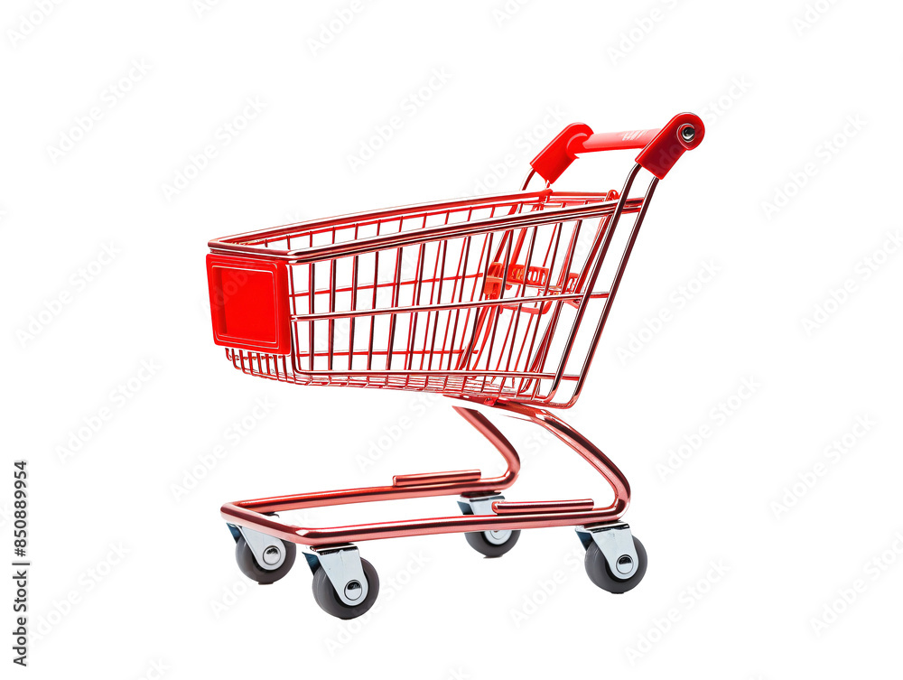 a red shopping cart with black wheels a red shopping cart with black wheels