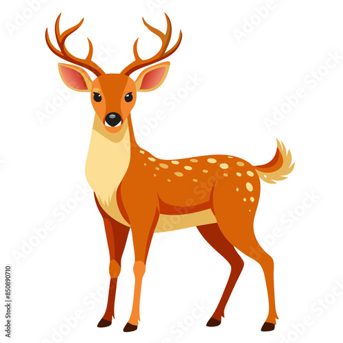 deer vector illustration, cute animal vector illustration, deer illustration vector, cute deer cartoon illustration
