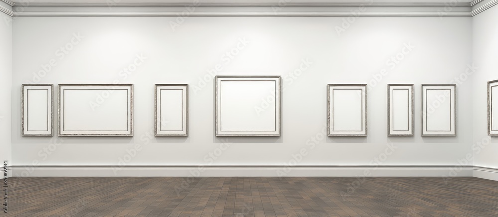 Modern Gallery Interior with Empty Frames on Wall