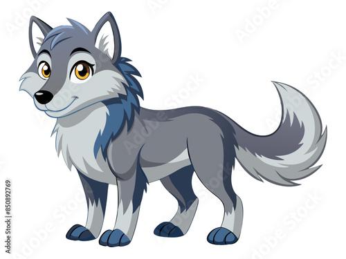 Wolf vector illustration, cute animal vector illustration, Wolf illustration vector, cute Wolf cartoon illustration