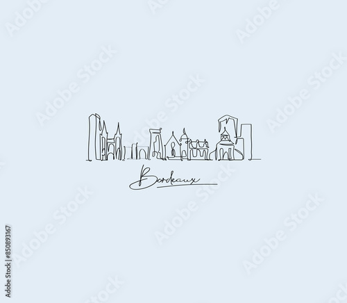 Capture the spirit of Bordeaux in a single line. Our iconic logo showcases the city's silhouette, blending elegance and urban charm.