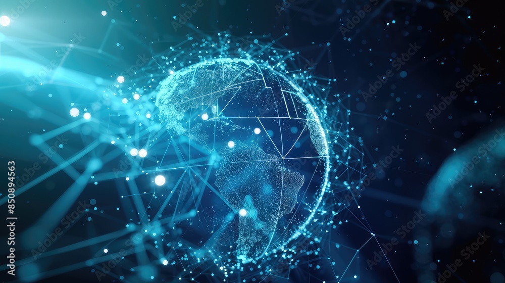 Global Network Connectivity on Blue Digital Background Global Network Connectivity on Blue Digital Background