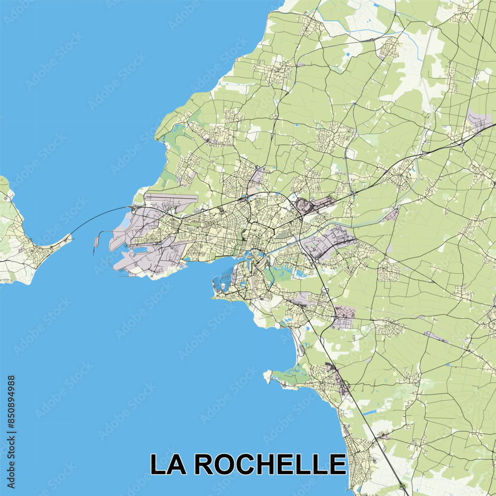 La Rochelle, France map poster art