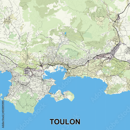 Toulon, France map poster art