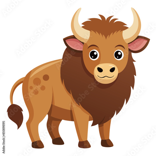 Bison vector illustration, cute animal vector illustration, Bison illustration vector, cute Bison cartoon illustration