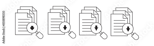 Document file download and upload icon. Download document symbols. Vector