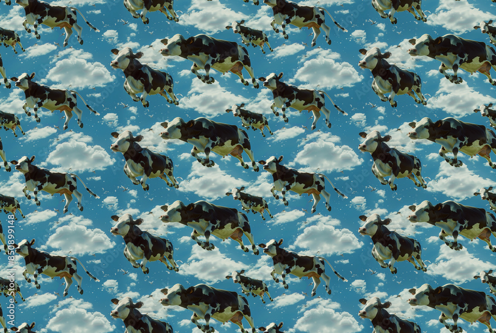 flying cows background, repeatable seamless background pattern tile flying cows background, repeatable seamless background pattern tile
