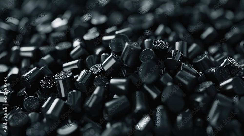 Obraz premium High-Quality Black Plastic Pellets Close-Up