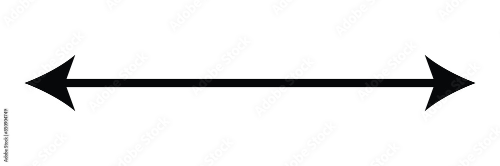 Black Horizontal dual thin long straight double ended arrow. Contour isolated vector image on white background. Vector illustration. Eps file 107. Black Horizontal dual thin long straight double ended arrow. Contour isolated vector image on white background. Vector illustration. Eps file 107.