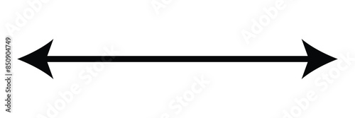 Black Horizontal dual thin long straight double ended arrow. Contour isolated vector image on white background. Vector illustration. Eps file 107. photo