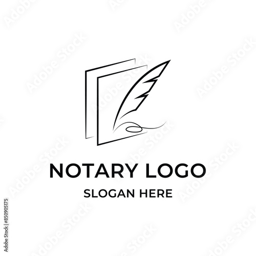 notary book siganture business logo design concept idea