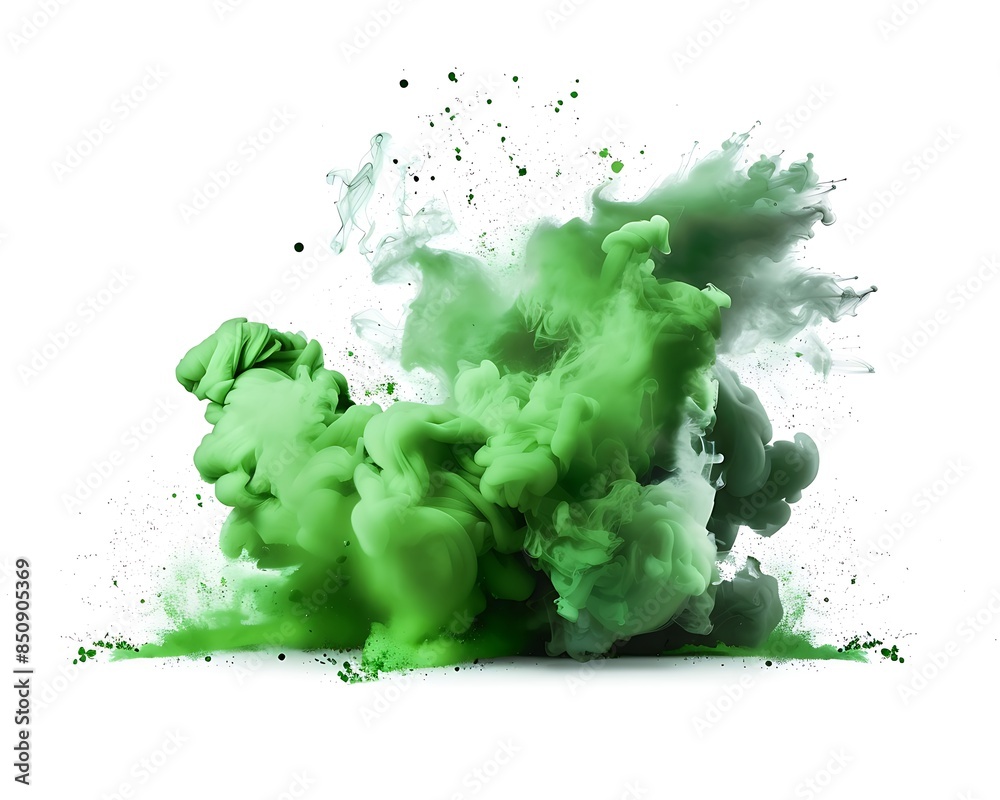 Green dust explosion on white background
Green dust explosion on white background