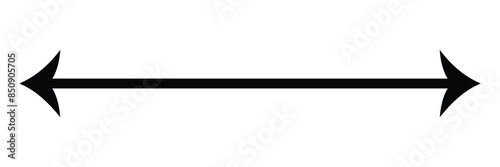 Dual sided Black arrow. Horizontal dual sided long straight arrow signs. double arrow icon isolated on white background. Vector illustration. Eps file 110.