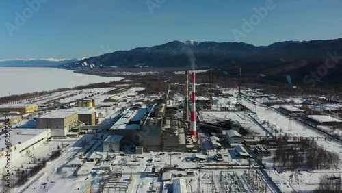 The destroyed Baikal cellulose and paper mill in the city of Baikalsk, Irkutsk region of Russia photo