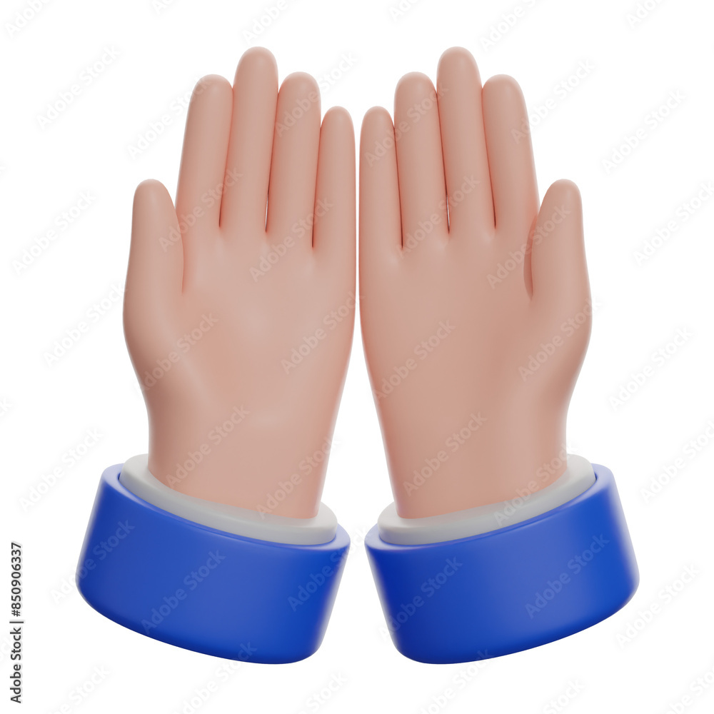 3D Palms Together Facing Up Icon Illustration Render 3D Palms Together Facing Up Icon Illustration Render