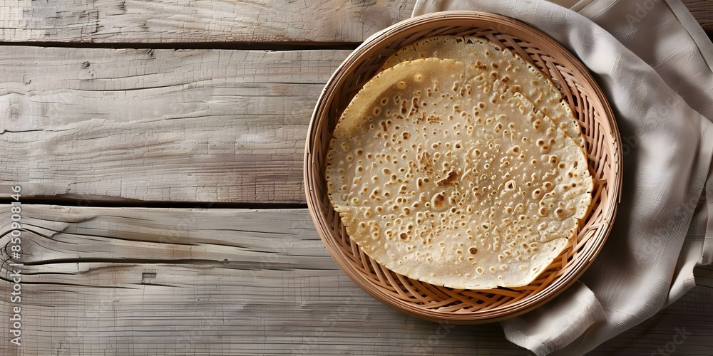 Ethiopian Misir Wot Injera Top-down View with Space for Text. Concept Ethiopian Cuisine, Top-down Photography, Misir Wot, Injera Bread, Food Styling Ethiopian Misir Wot Injera Top-down View with Space for Text. Concept Ethiopian Cuisine, Top-down Photography, Misir Wot, Injera Bread, Food Styling