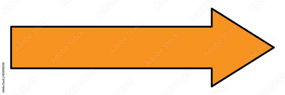 Orange arrow to the right vector, isolated on white background. Vector illustration. Eps file 133.