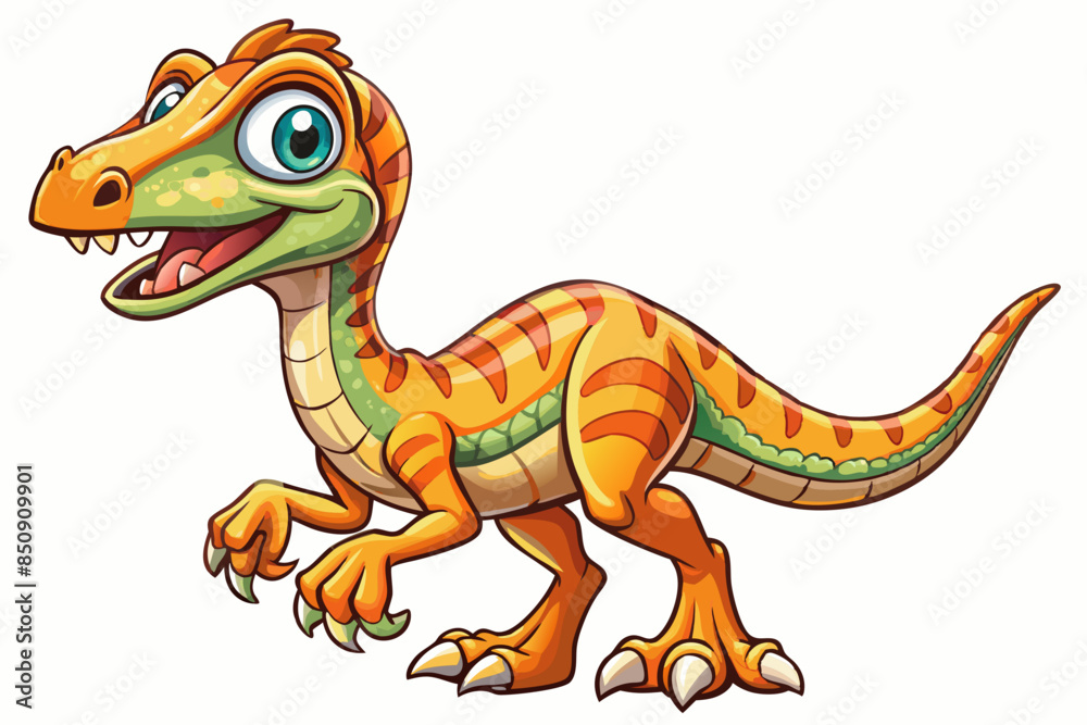 Fototapeta premium Happy Coelophysis dinosaur cartoon vector illustration 