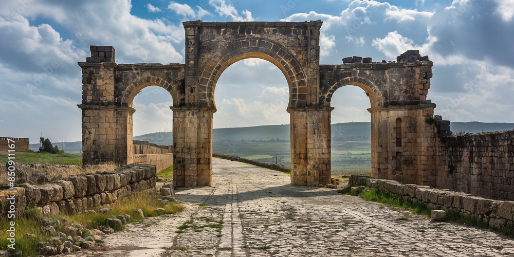 Ancient stone, megaliths, dolmens, obelisks, menhirs. Afternoon Volubilis Morocco seems like an oasis of_004 Ancient stone, megaliths, dolmens, obelisks, menhirs. Afternoon Volubilis Morocco seems like an oasis of_004