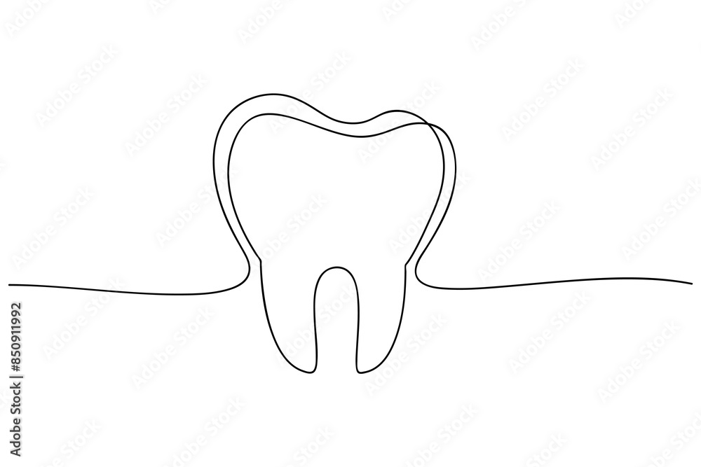 Tooth continuous one line icon drawing on white background. Health care medicine symbol vector illustration in doodle style. Tooth contour linear sign design Tooth continuous one line icon drawing on white background. Health care medicine symbol vector illustration in doodle style. Tooth contour linear sign design