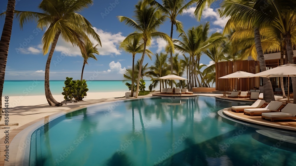 Fototapeta premium pool in the tropical resort