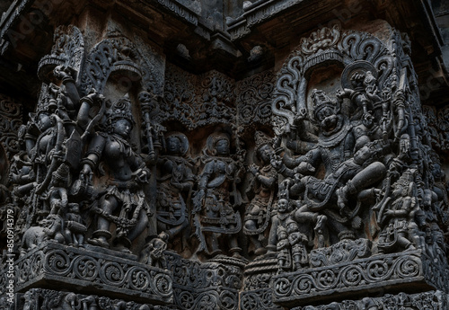 Hoysaleswara Temple or Halebidu Temple, a 12th-century Hindu temple dedicated to the god Shiva. India. © Roman