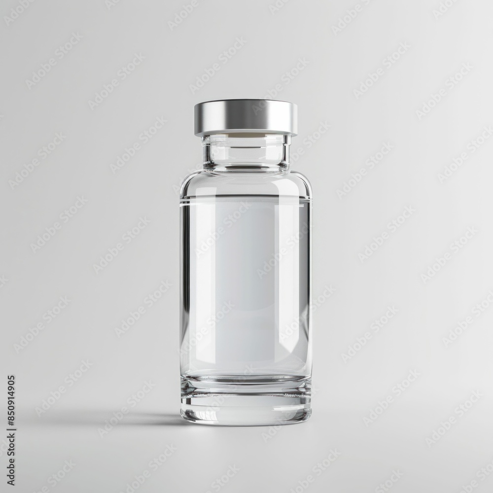 Clear Glass Vial with Metal Cap Isolated on White. Generative ai