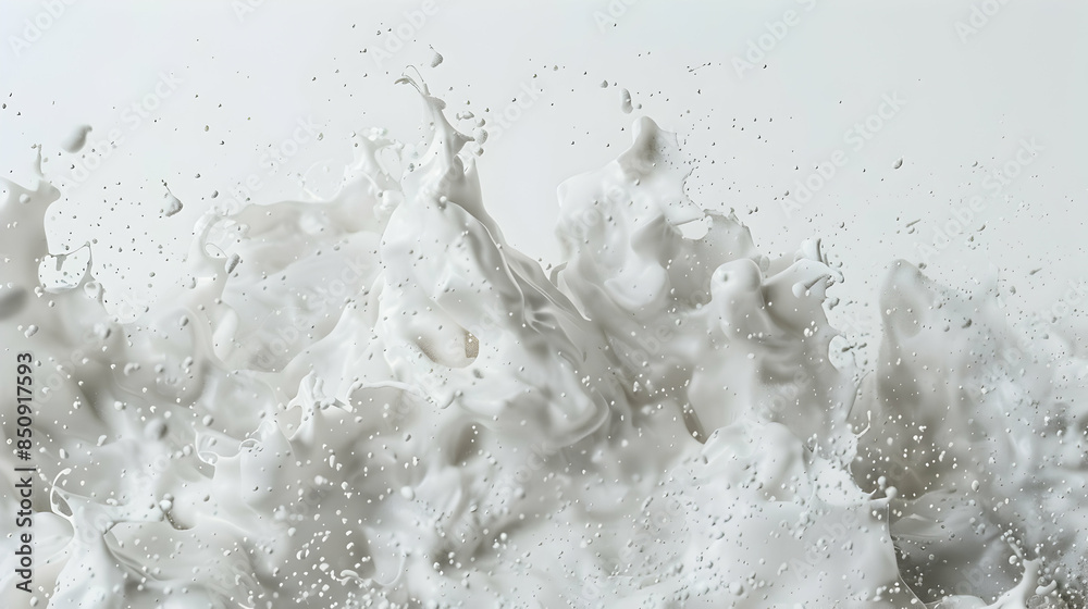 abstract background with white foam flying in air against white