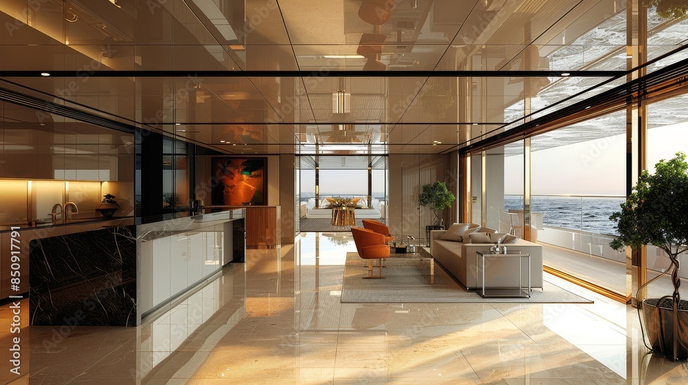 A large, empty, shiny, modern building with a lot of light A large, empty, shiny, modern building with a lot of light