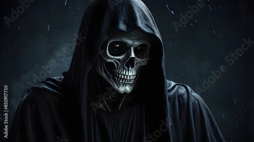 Grim reaper, scary and horror shot death illustration. Generative AI