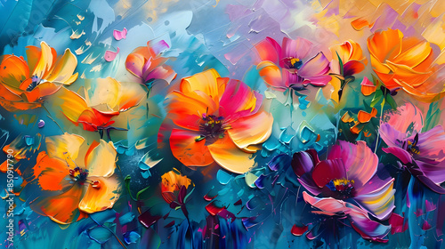 Abstract Texture Flowers Painting Wallpaper