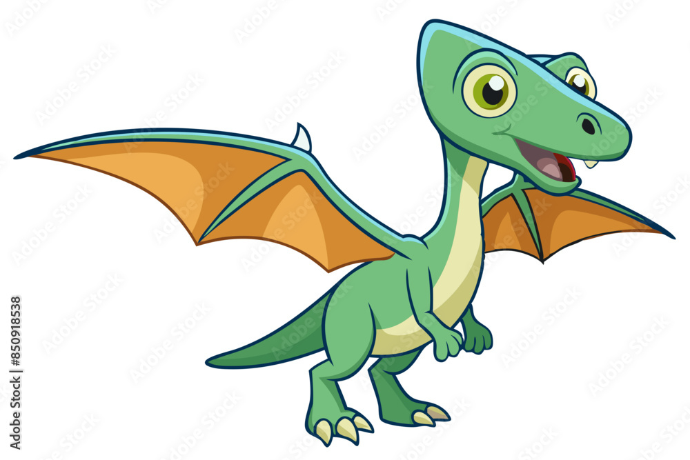 Fototapeta premium Cute pterodactyl dinosaur cartoon vector illustration
