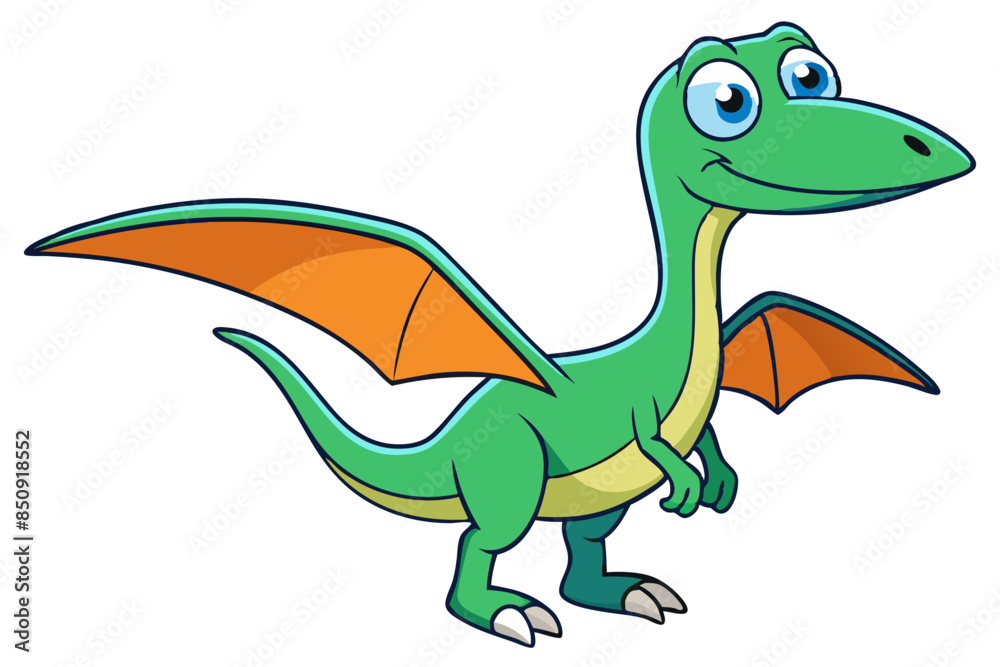 Obraz premium Cute pterodactyl dinosaur cartoon vector illustration 