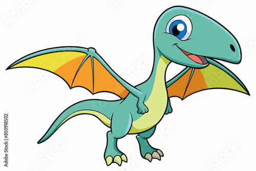 Cute pterodactyl dinosaur cartoon vector illustration 