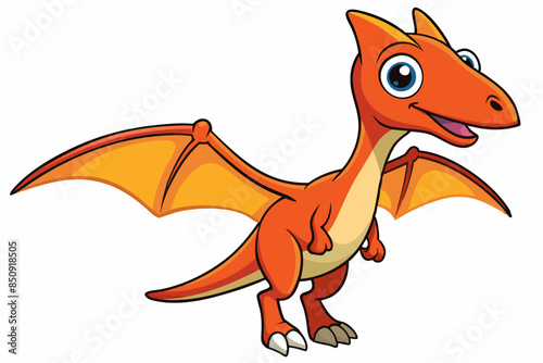 Cute pterodactyl dinosaur cartoon vector illustration 
