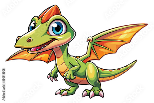 Cute pterodactyl dinosaur cartoon vector illustration 