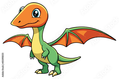 Cute pterodactyl dinosaur cartoon vector illustration 