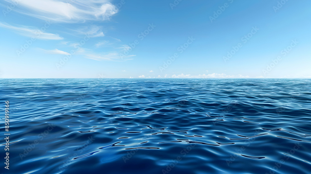 Blue ocean under a clear blue sky abstract background