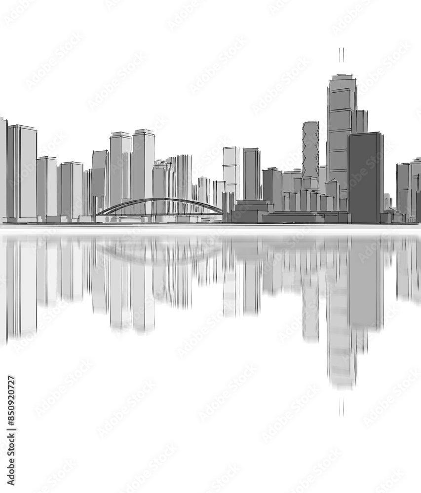 Fototapeta premium modern city panorama 3d illustration