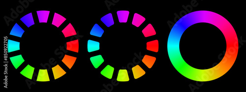 Rob color circle on black background, rainbow, color light circle, fade color 