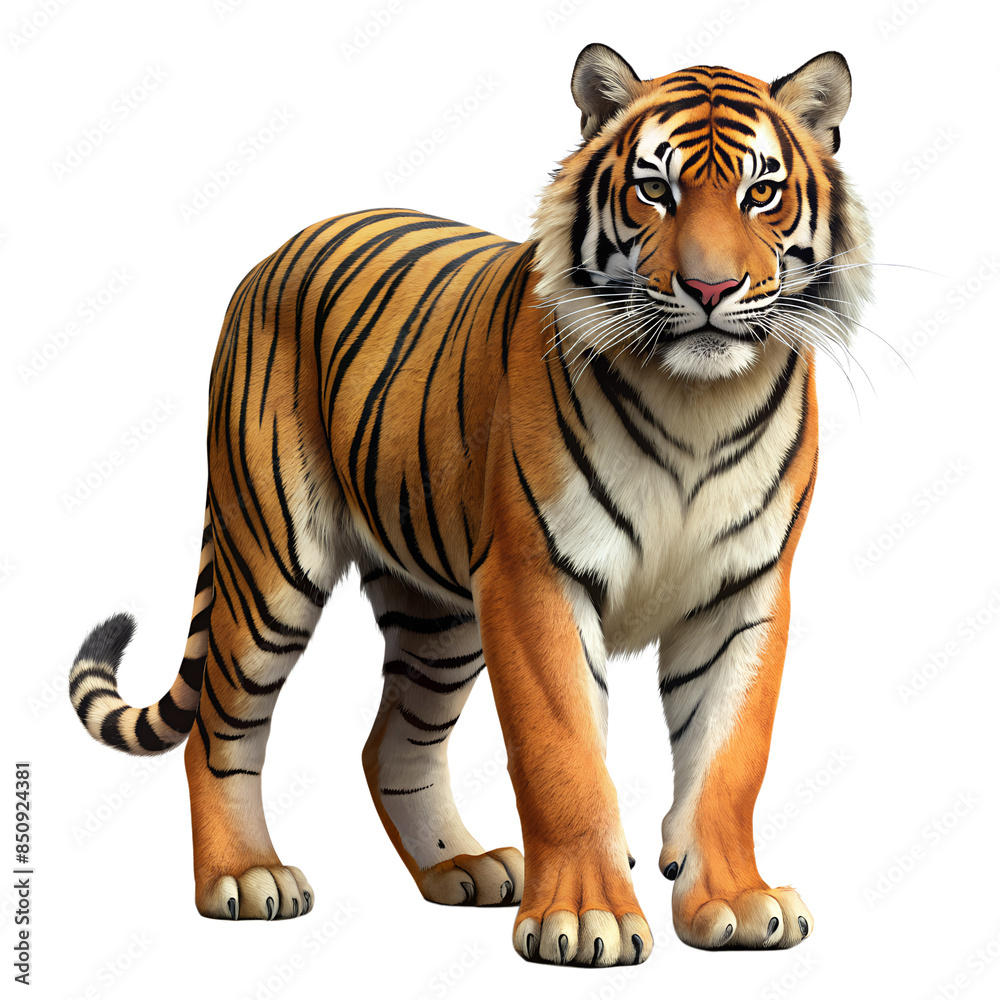 Obraz premium Tiger on transparent background, Tiger illustration, Tiger png file, Tiger Transparent background, Tiger png illustration