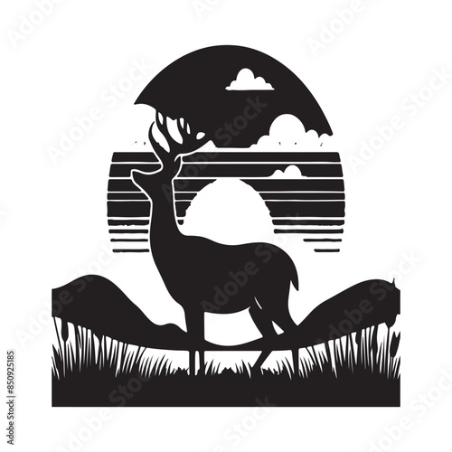 Deer silhouette vector image illustration 