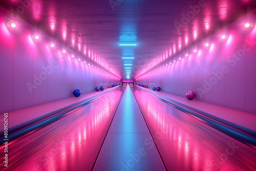 Photo of a holographic bowling alley with interactive lane effects